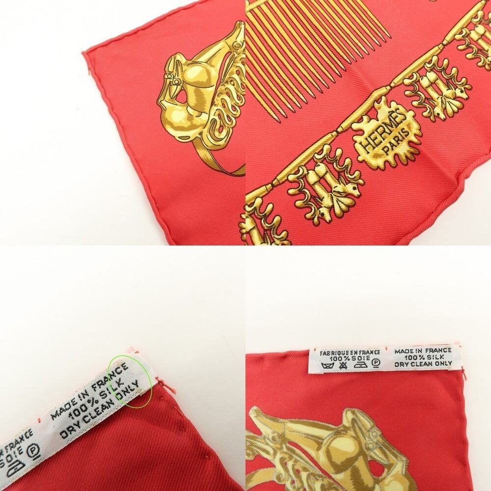 Hermes Carre 40 Les Cavaliers d'Or Silk Scarf Red - Picture 7 of 8